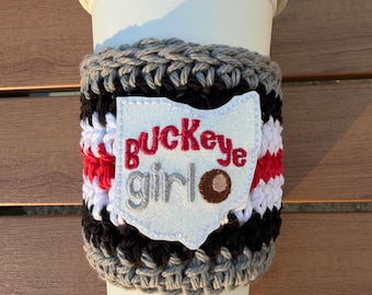 Funda para taza de OSU, Ohio State, Buckeye Girl, Funda de café de ganchillo, purpurina de Buckeye de OSU, funda para taza de Ohio State, regalo de OSU, regalo de Ohio State, Buckeyes
