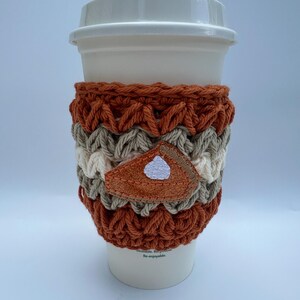 Pumpkin Pie cup cozy, Thanksgiving, Pumpkin Spice, pumpkin cup sleeve, Crochet cozy, coffee gift, pink pumpkin, Starbucks, Dunkin