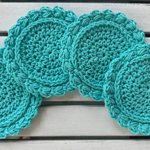 Aqua coaster set, Round coasters, Crochet coaster set, Modern coasters, Boho coasters, Handmade home decor