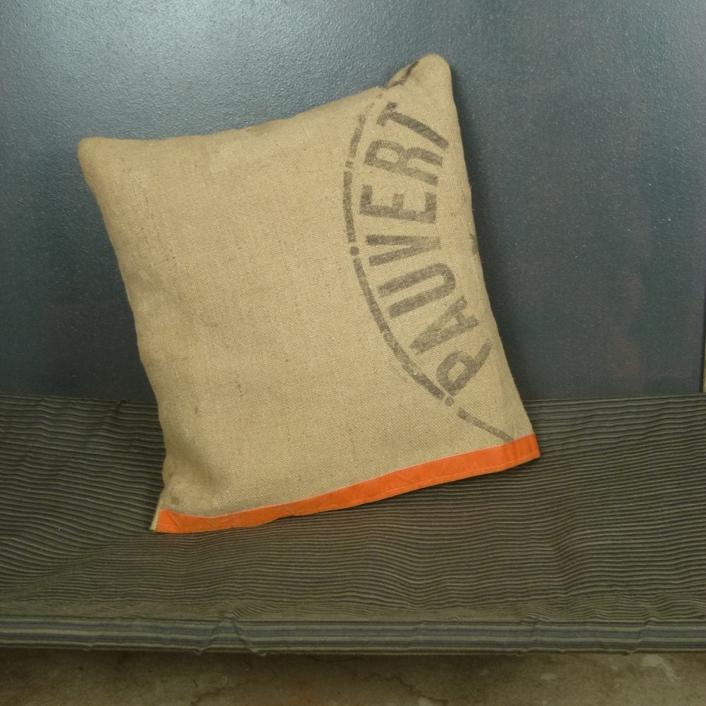 Coussin Format Carré 45x45 cm Toile Jute Vintage | Ancien Sac à Grains Recyclé et Neuve Création Ori