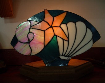 Stained glass fan lamp Shells
