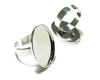 perlesmania.com BN11949 Pax 10 Supports de Bague Plateau Lisse Anneau Double 12mm Metal Argent Platine