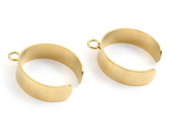 PS11754134 Lot 2 - 4 Ring Holders width 6 mm with a ring, STAINLESS STEEL Gold Color