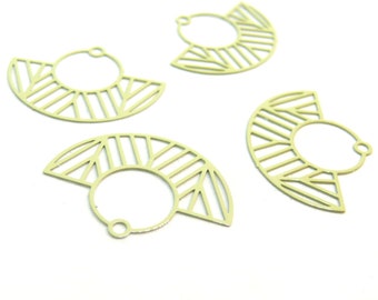 AE115547 Lot of 4 Prints pendant pendant watermark half-circle Art Deco Green Pastel 23 by 30mm