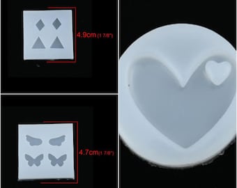 MOULE en SILICONE 4 FORMES, Coeur,  pour création résine