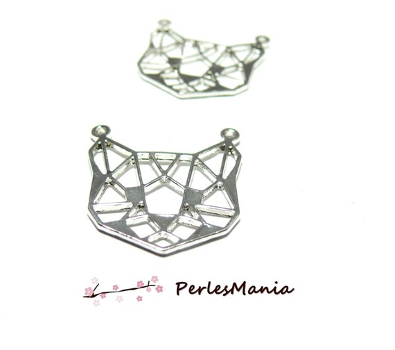 Ps Pax 4 Pendants Charm 26mm Chat Origami Argent Vif Etsy Ireland