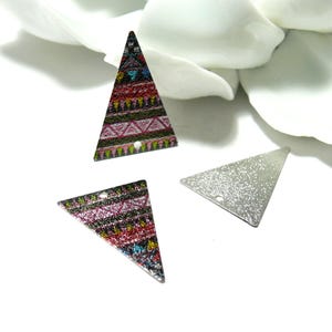 PS11018226 PAX 5 Pendants, Stardust Charms, Large Triangle 25mm, Geometric Silver