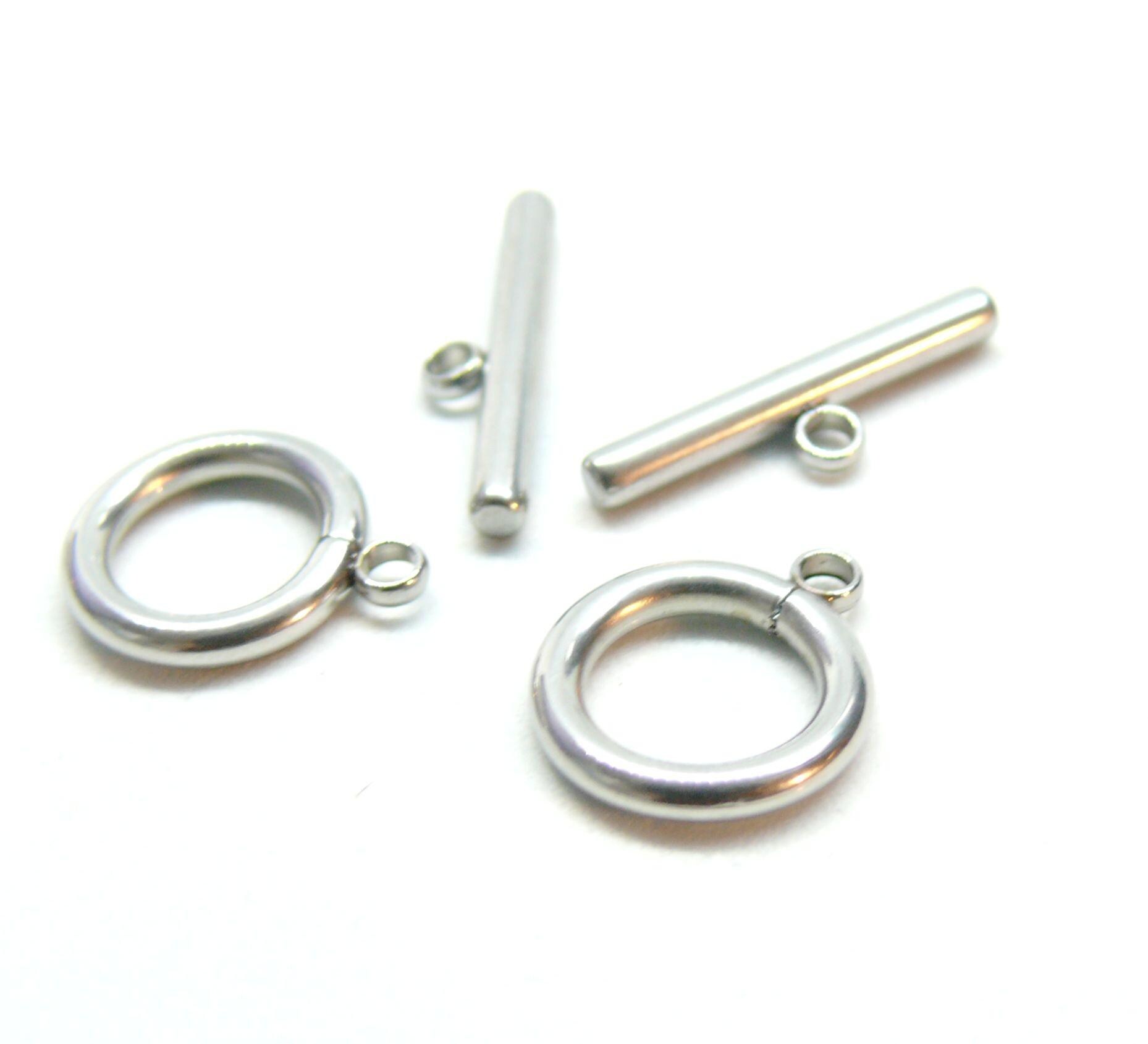 Lot De 5 Fermoirs Toggle (T-bar) Métal Argenté - Diamètre 18 Mm - Référence EAN 4558550000507