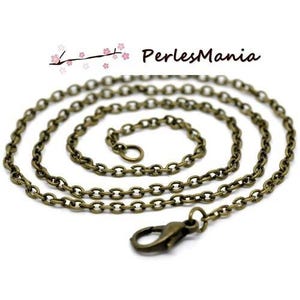 PS1114104 Set of 2 or 4 Chain Necklaces with 2 by 3 mm MESH metal BRONZE color