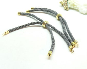 h11m025-116 pax 1 support bracelet intercalaire cordon nylon ajustable avec accroche  laiton coloris gris fonce
