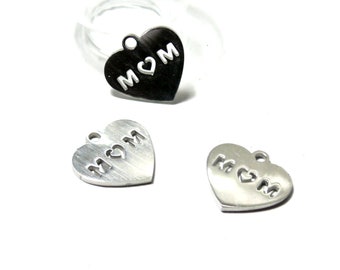 H201T424 PAX 4 Pendentifs Coeur Mom en Acier Inoxydable