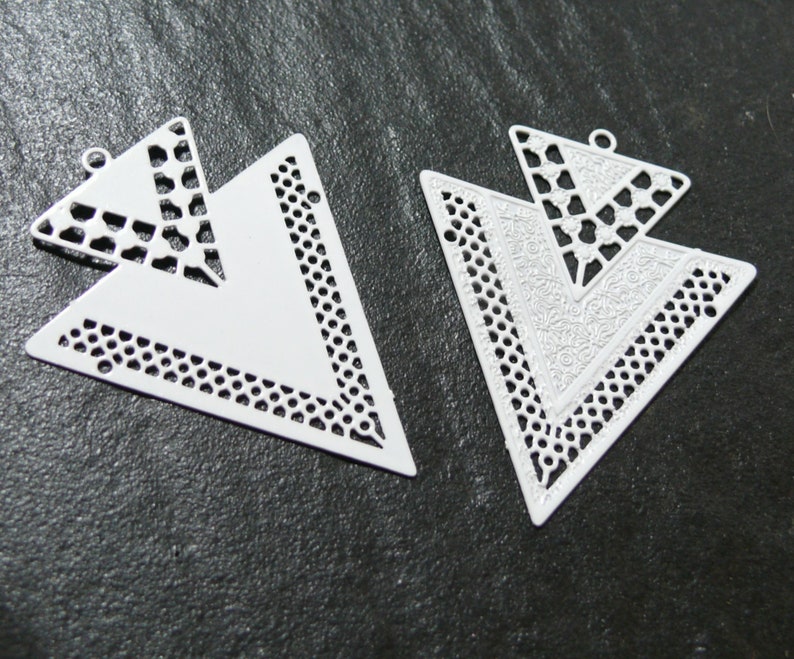 Lot 4 Geometry double TRIANGLE pendant prints of 40mm 4 COLORIS of your choice PS110146623