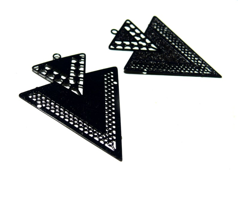 Lot 4 Geometry double TRIANGLE pendant prints of 40mm 4 COLORIS of your choice PS110146620