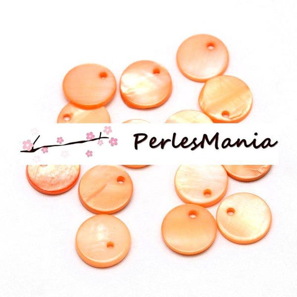 20 Perles Pendentifs NACRES PASTILLES 11mm ORANGE H313D