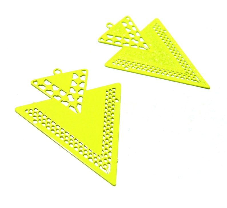 Lot 4 Geometry double TRIANGLE pendant prints of 40mm 4 COLORIS of your choice PS110146621