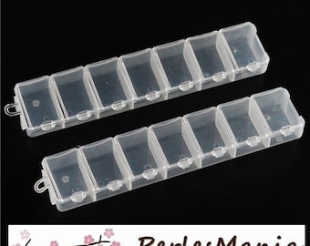 1 boite box de rangement rectangle avec couvercle 7 compartiments apprêt,perles,boutons P21Y11