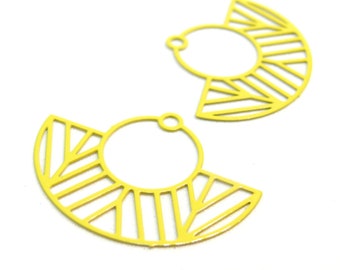 AE115547 Lot of 4 Prints pendant pendant watermark half-circle Art Deco Yellow 23 by 30mm