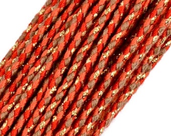 h11t015 set of 5 meters of braided cord and gold metallic thread 2mm color b07