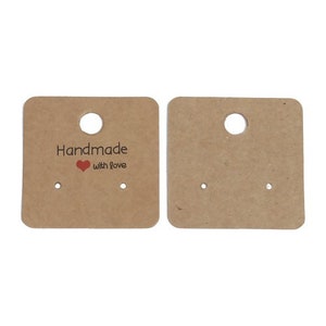 PS110138484 PAX 25 presentatiekaarten Vierkant 4cm voor oorbellen Handgemaakt met liefde