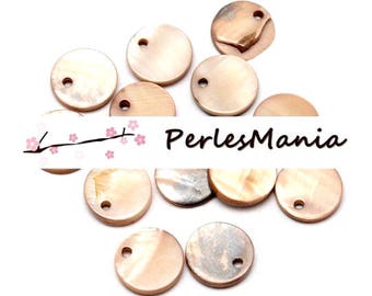 20 perles pendentifs NACRES PASTILLES 11mm BEIGE H313C