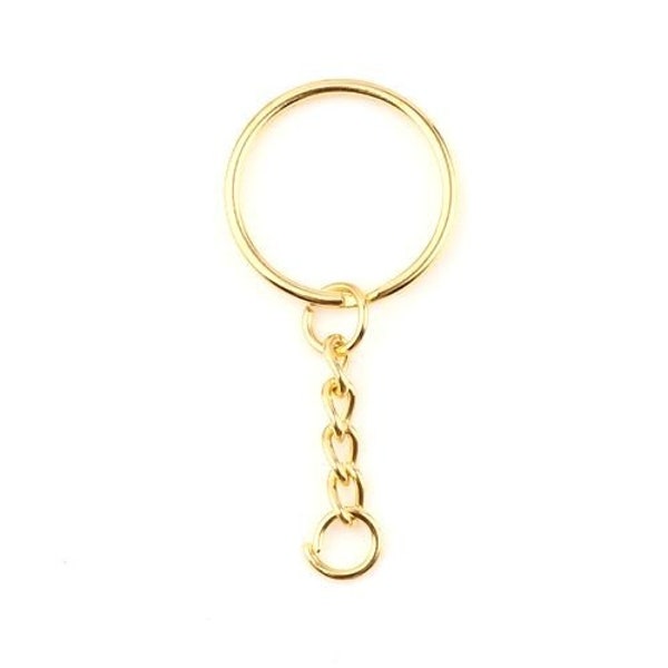 PS11684241 PAX 20 Porte Cles, Porte Clefs 25mm metal couleur Dore Avec Chaine