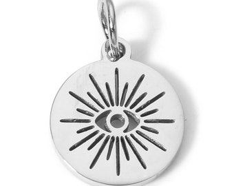 PS110923617 PAX 1 Lucky medallion pendant, Grigri, Eye of protection 12 mm, 304 Stainless Steel Silver, for refined jewelry