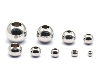 h11g230p04 pax 250 perles intercalaires rondes 2mm trou 0.8mm en acier inoxydable 304 finition argent rhodie