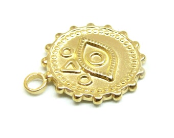 BU112402271405183268 PAX 1 Ethnic Pendant, Eye of protection 20mm, Stainless Steel 304 Gold finish REF 12