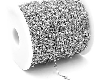 PS11721177 PAX 0.5 metre - ball chain - fine mesh 1.2 mm - ball 2.8 mm - Stainless steel - Silver color