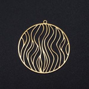 PS11883027 Set of 2 or 4 Geometric Shape Prints Round worked 36 mm Laser cut Metal color Gold