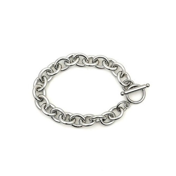 S11664875 PAX 1 Bracelet Gourmette 16cm Grosse maille 10mm en Acier Inoxydable 304 coloris Argent Platine