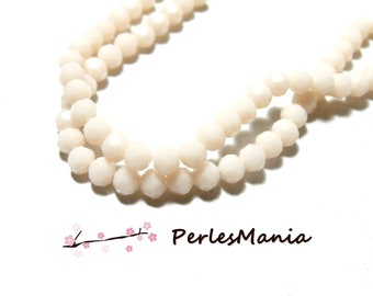 1 strand of approximately 100 round faceted beads 6mm glass H166602D Pale pink