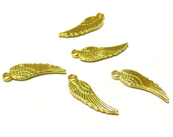 PS110083444 PAX 100 Charm, pendants small golden FEATHERS 17mm