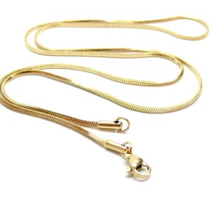 H11ZV27.. Lotto 1 collana lunga a catena a serpente, cubo da 1,5 mm, 45/50/60/70 cm, acciaio inossidabile 304, placcato oro 18 carati, placcatura ionica