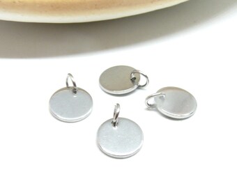 hi12401bp pax 10 locket pendants with ring - 10mm - in 304 stainless steel silver finish