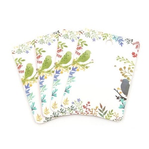 PS110118457 Lot de 10 ou 20 Cartes de présentation Rectangle Oiseaux, pour boucles d'oreilles