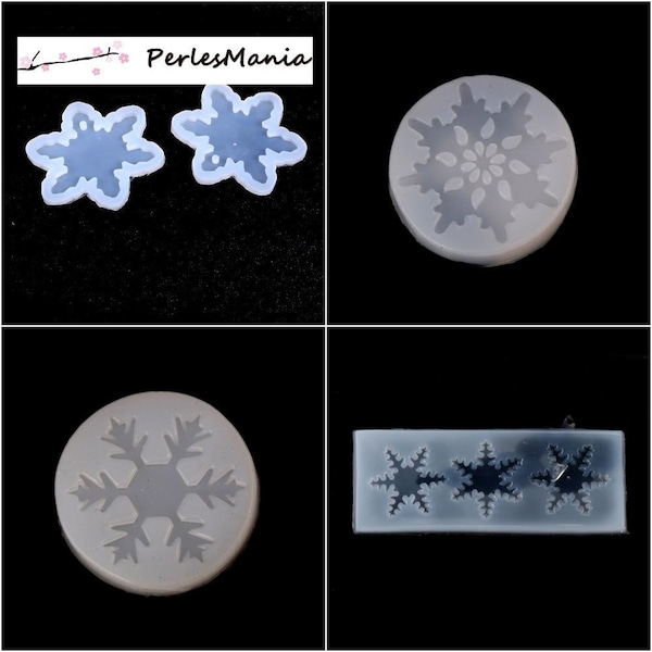 NOEL, FLOCON, ETOILE , Pendentif Moule en Silicone pour création fimo résine