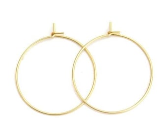 hj02501e pax 10 boucles dóreille creoles tiges 35 mm en  acier inoxydable chirurgical 316 placage dore 18kt