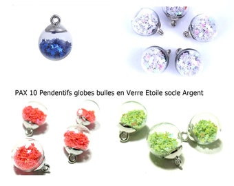 PAX pendants 10 globes bubble glass Star base silver - 4 colors