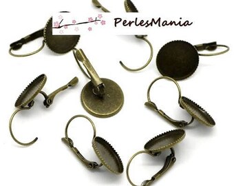 PAX 50 pièces boucle d'oreille DORMEUSE PLATEAU metal couleur BRONZE 14mm S116989