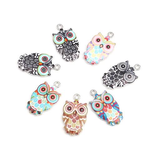 Lot De 10 Perles Hibou/chouette 3D En Argent Tibétain Argenté - 16x8 Mm