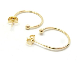 HR112041A PAX 2 Boucles d'oreille, Puce style Creoles 21 mm, Laiton Plaque Or 18KT, avec embouts