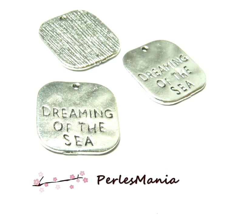 PAX Locket charm pendants 10 square Dreaming of the Sea color silver Antique PS1128907