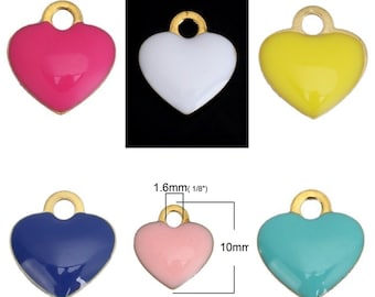 PAX 5 sequins resin-style resin style Biface Small heart 10mm Colors to choose from on a gold metal base