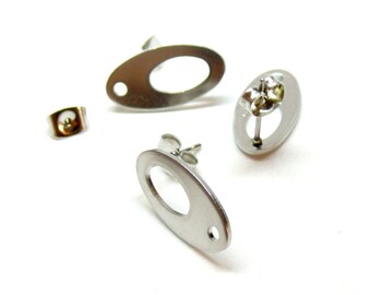 BU112403091123403268 PAX 2 Oval Earrings 18mm with hole 304 Stainless Steel Gold finish with push tips