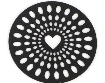 PS11887100 PAX 4 Heart Prints in Circle 29mm metal BLACK finish