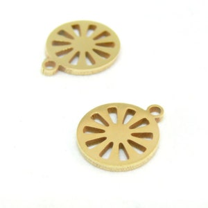 HA04708G Lot de 1 ou 2 Pendentifs,  Forme Géométrique 10 mm, Acier Inoxydable finition Doré, Placage Ionique IP