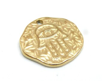 BU112402271405183268 PAX 1 Ethnic Pendant, hand of Fatima 18mm, 304 Stainless Steel Gold finish REF 9