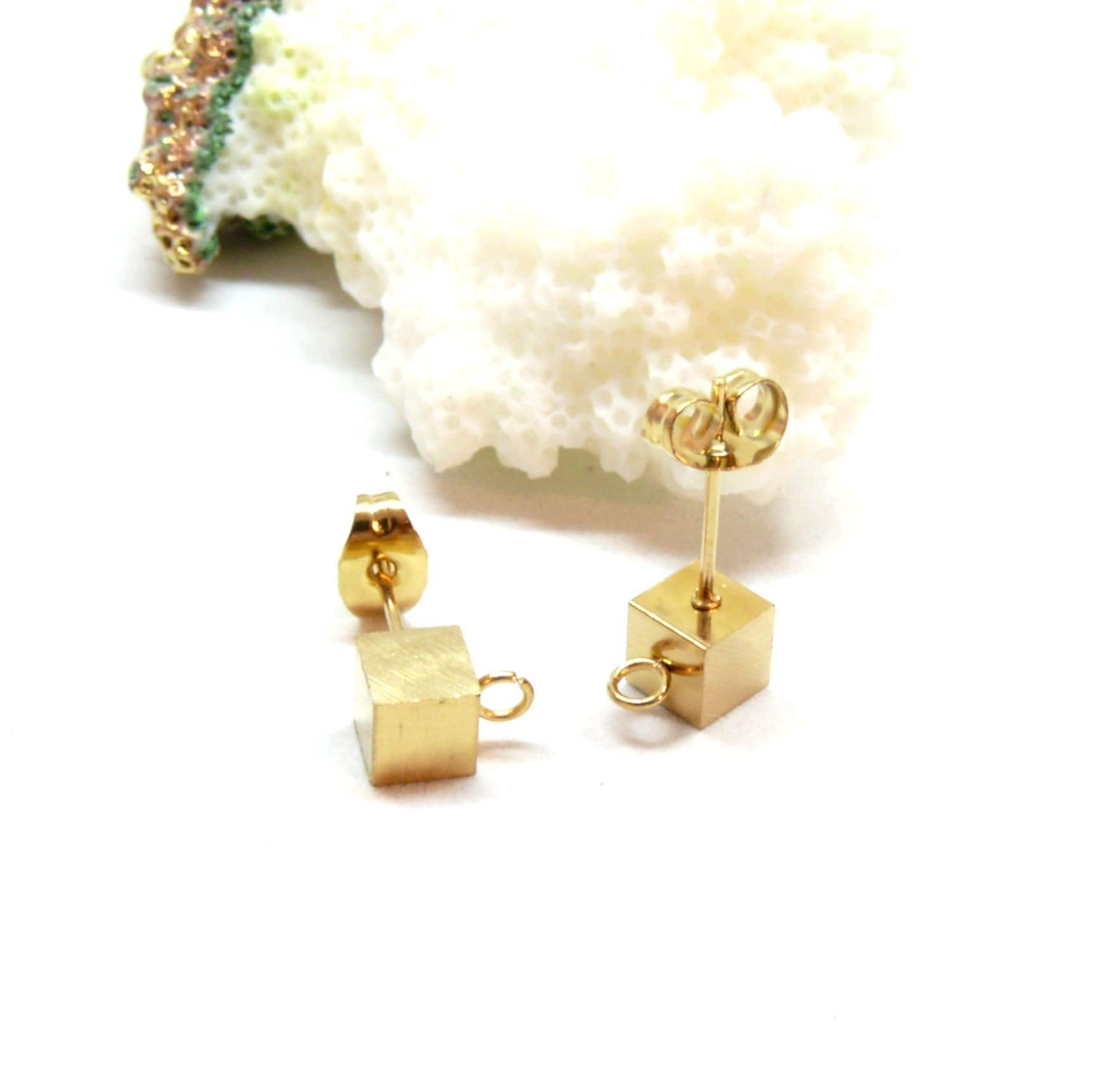 sphere pierce 01 2粒 K18 PS11889077 PAX 2 Earrings, Stud, 4mm Cube With Hanging Ring