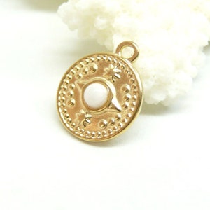 PS11887926 PAX 1 Eye of Protection Pendant with Stone 18 mm in 304 Stainless Steel 18K Gold Plated Finish